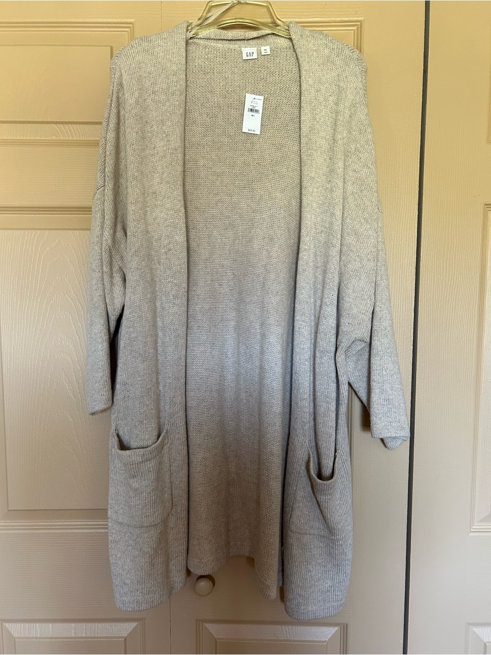 GAP Beige Open-Front Longline Pocket Cardigan